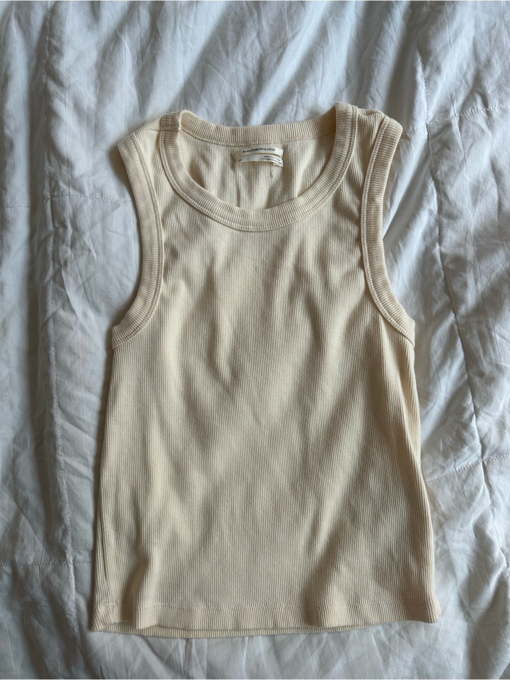 Anthropologie Cream Ribbed Tank